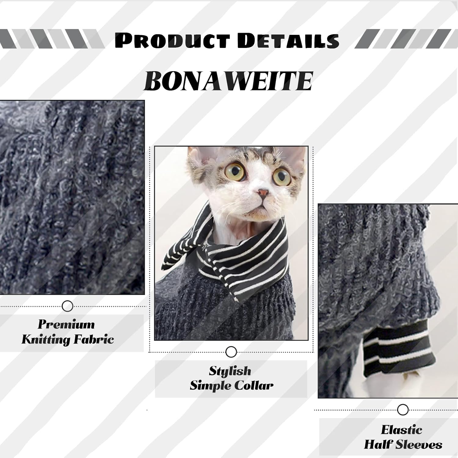 Bonaweite Sphynx – Suéter de gato sin pelo, cuello alto, ropa para gatos, ropa de gatito, de punto suave, ropa para gatos, ropa para mascotas,