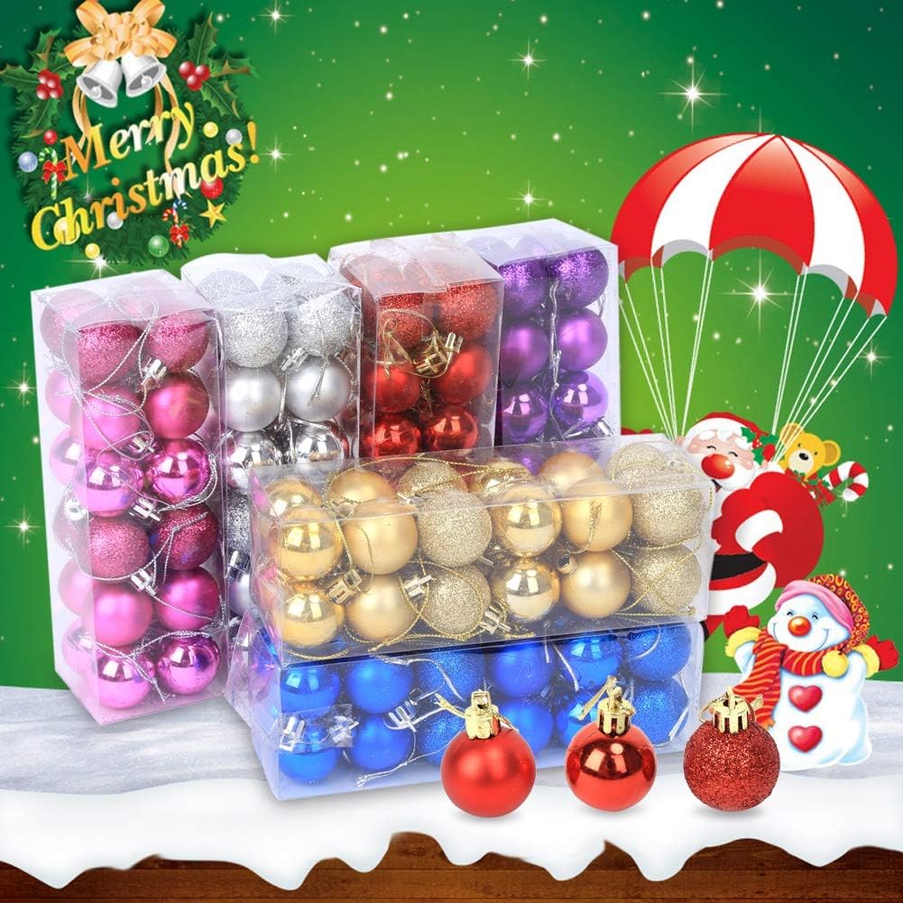 24 bolas de Navidad de 6 colores, bola de adorno de bola de Navidad, bolas de Navidad, adornos de bolas de Navidad inastillables, bolas de árbol de