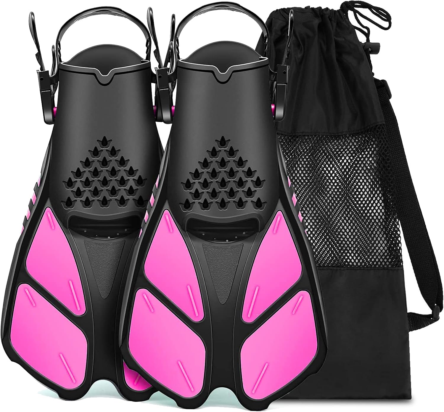 Aletas de natación, durabilidad ligera fácil de ajustar, aleta corta de natación para niños y adultos, aletas de esnórquel abiertas para viajar