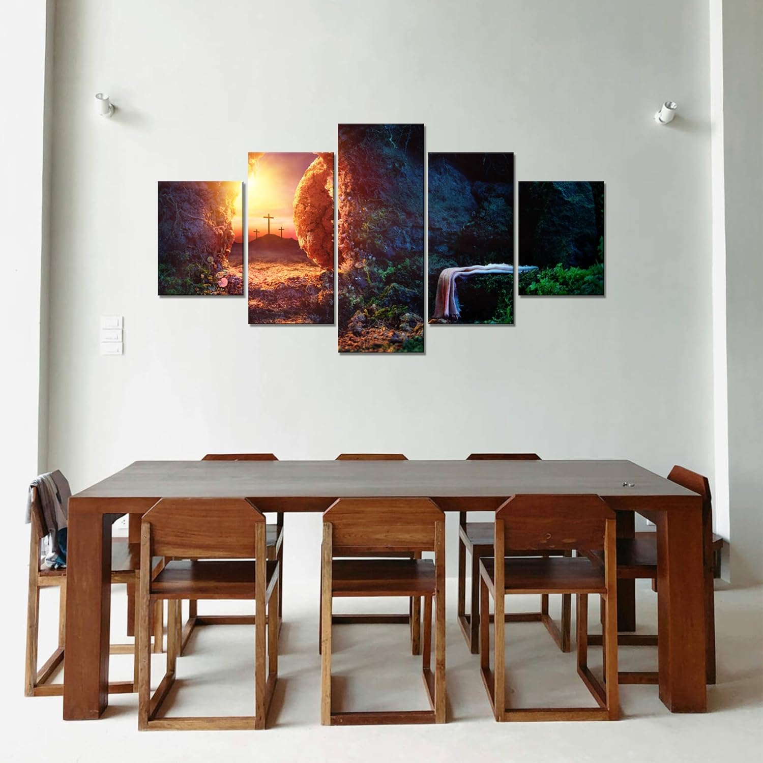 Decoración de Jesús para pared, diseño de resurrección de Jesús Chris, cuadro de tumba vacía, lienzo impreso con pintura cristiana, póster enmarcado