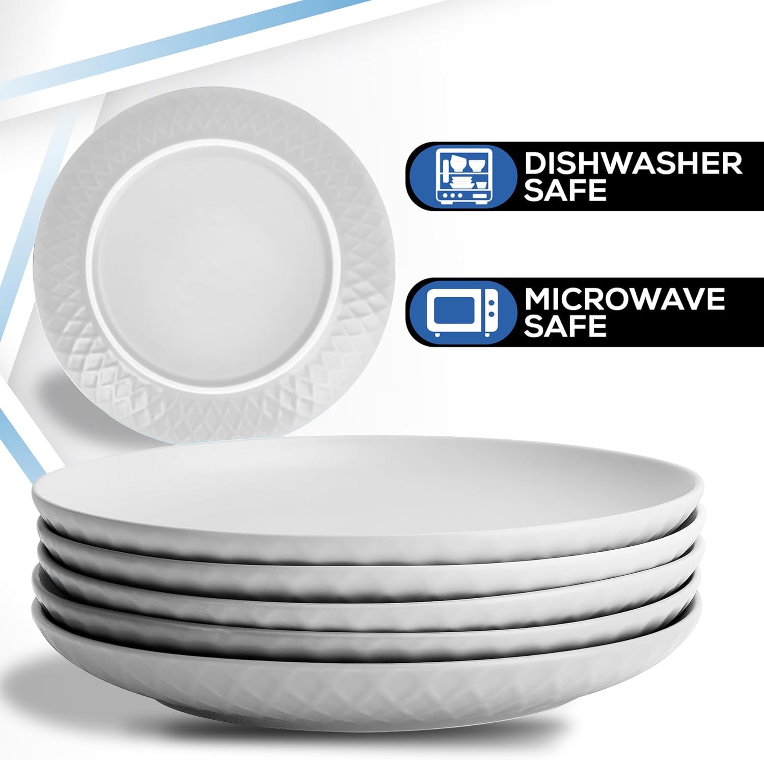 MIAMIO Juego de 6 platos modernos de cerámicagres – Colección Palmanova (blanco, 10 pulgadas)