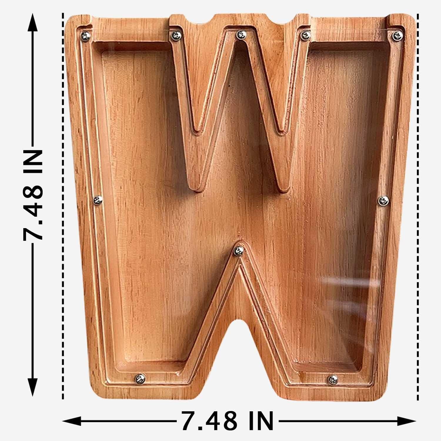 ZUYOENCO Alcancía para niños, tarro de dinero de madera con forma de letra personalizada para niños, alcancía personalizada para regalo de