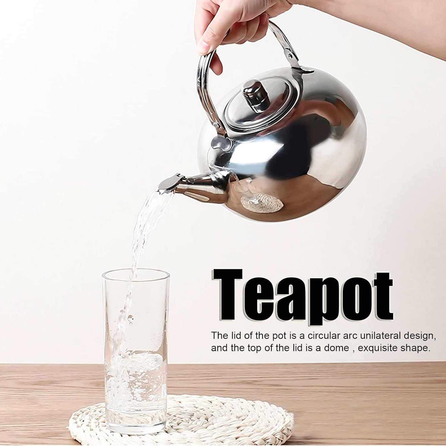 Tetera de acero inoxidable 304, tetera de té, hervidor de agua de fondo plano cocina de inducción tetera con filtro para hacer té (14CM)