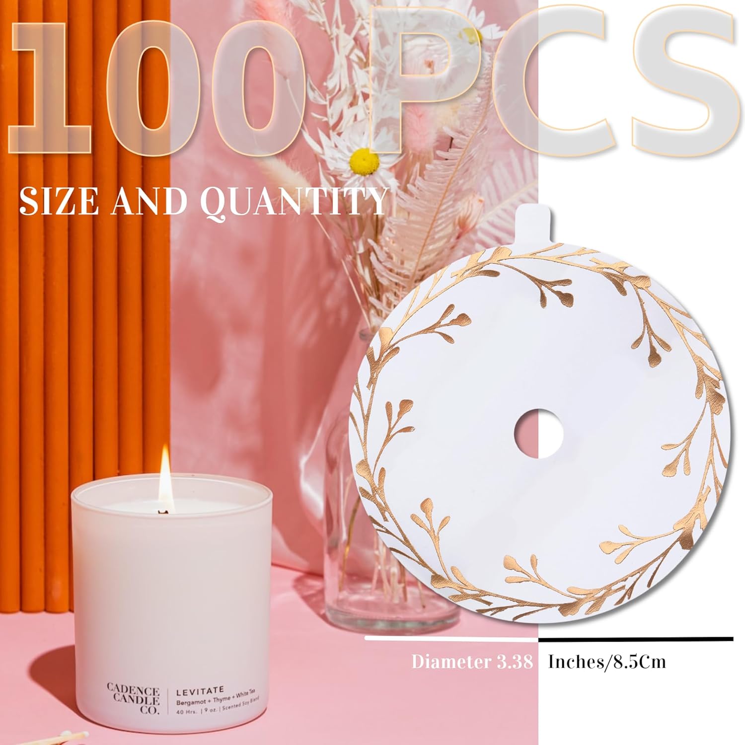 CDXHOME Cubiertas antipolvo para velas, 100 piezas de papel kraft translúcido floral para decoración de velas o velas aromáticas para manualidades,
