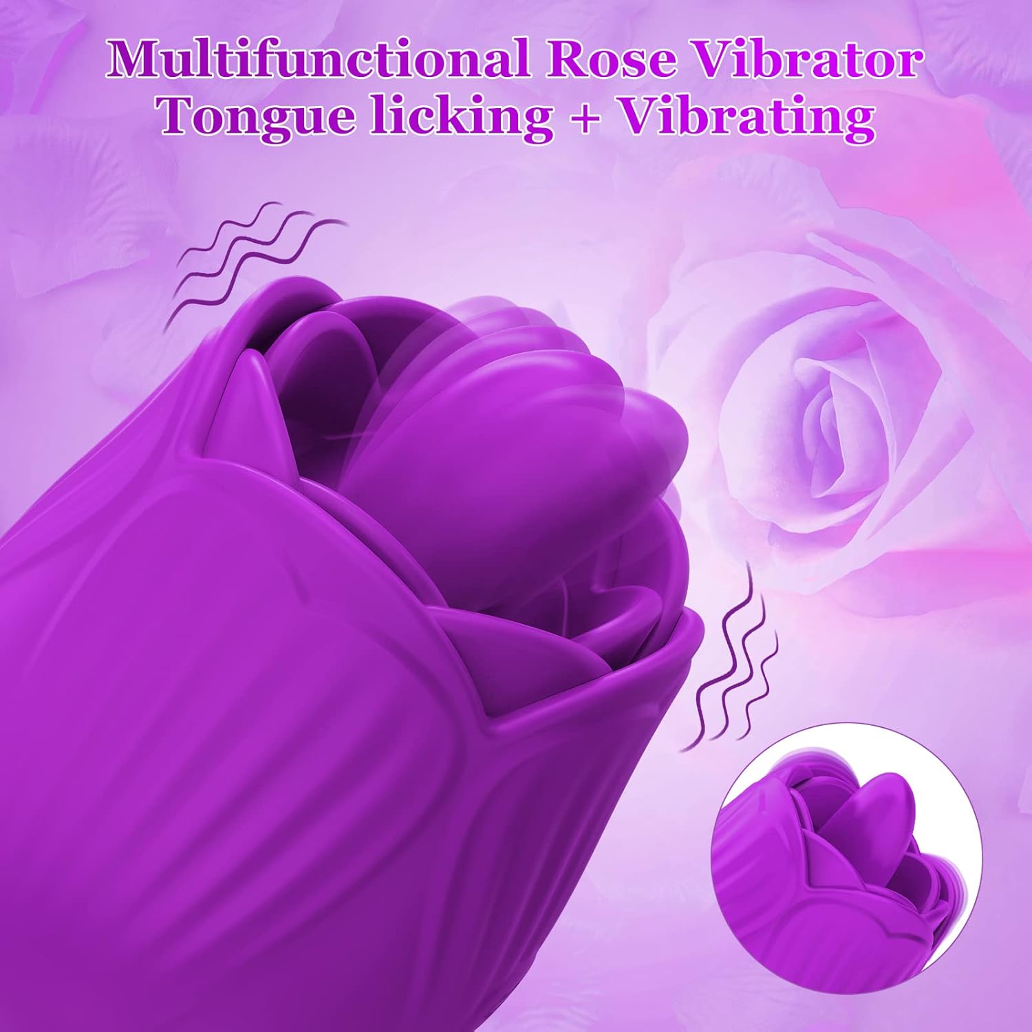 Vibrador de juguete de rosas para mujer, estimulador de clítoris, juguetes para lamer la lengua, mini vibrador con 10 modos de vibración, 10 modos