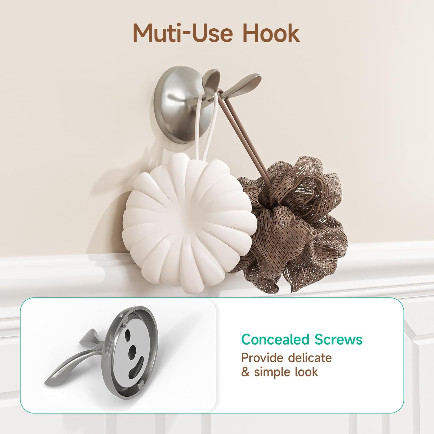 USHOWER Juego de accesorios de baño de níquel cepillado, juego de toallero de 24 pulgadas montado en la pared, juego de accesorios de baño