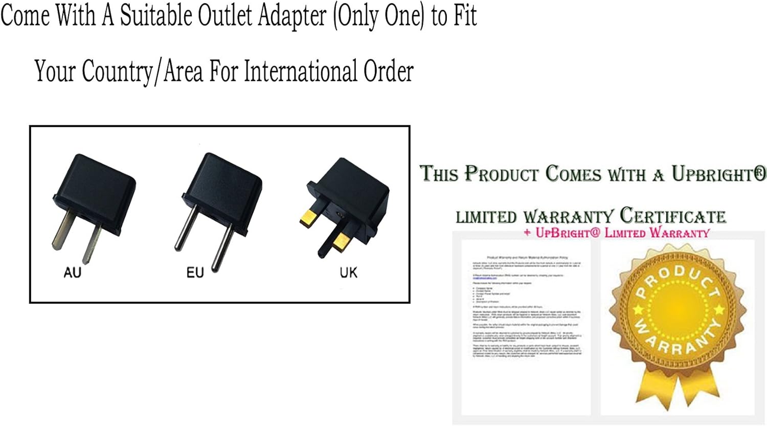 UpBright Nuevo adaptador de ACDC reemplazo para Sony RDP-V20IP Sistema de altavoz de muelle portátil RDPV20IP Cable de alimentación Cargador de