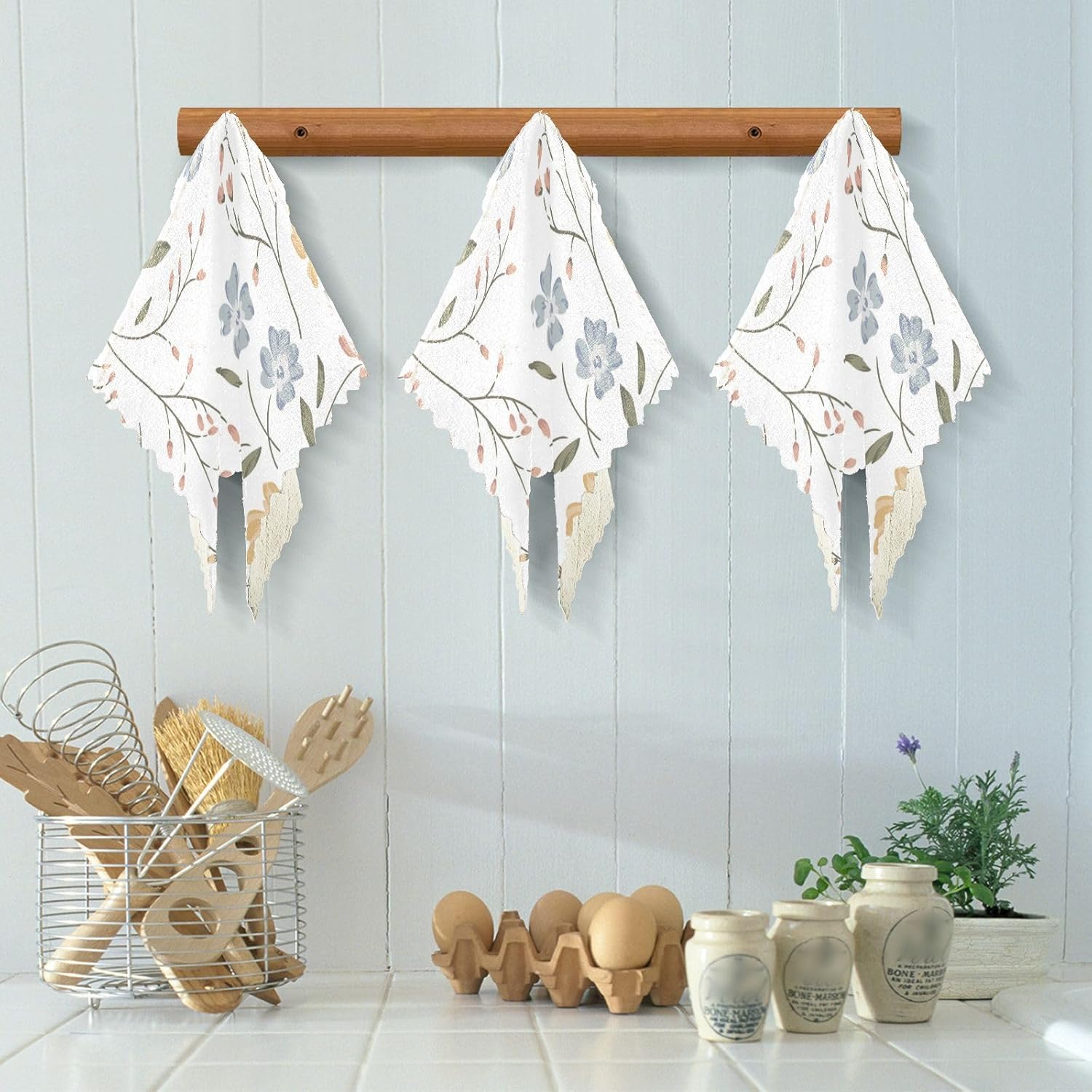 FRODOTGV Cute Floral Meadow Cotton Decorative Kitchen Towels and Dishcloths Quick Dry Set of 6 Rags for Restaurant Oven