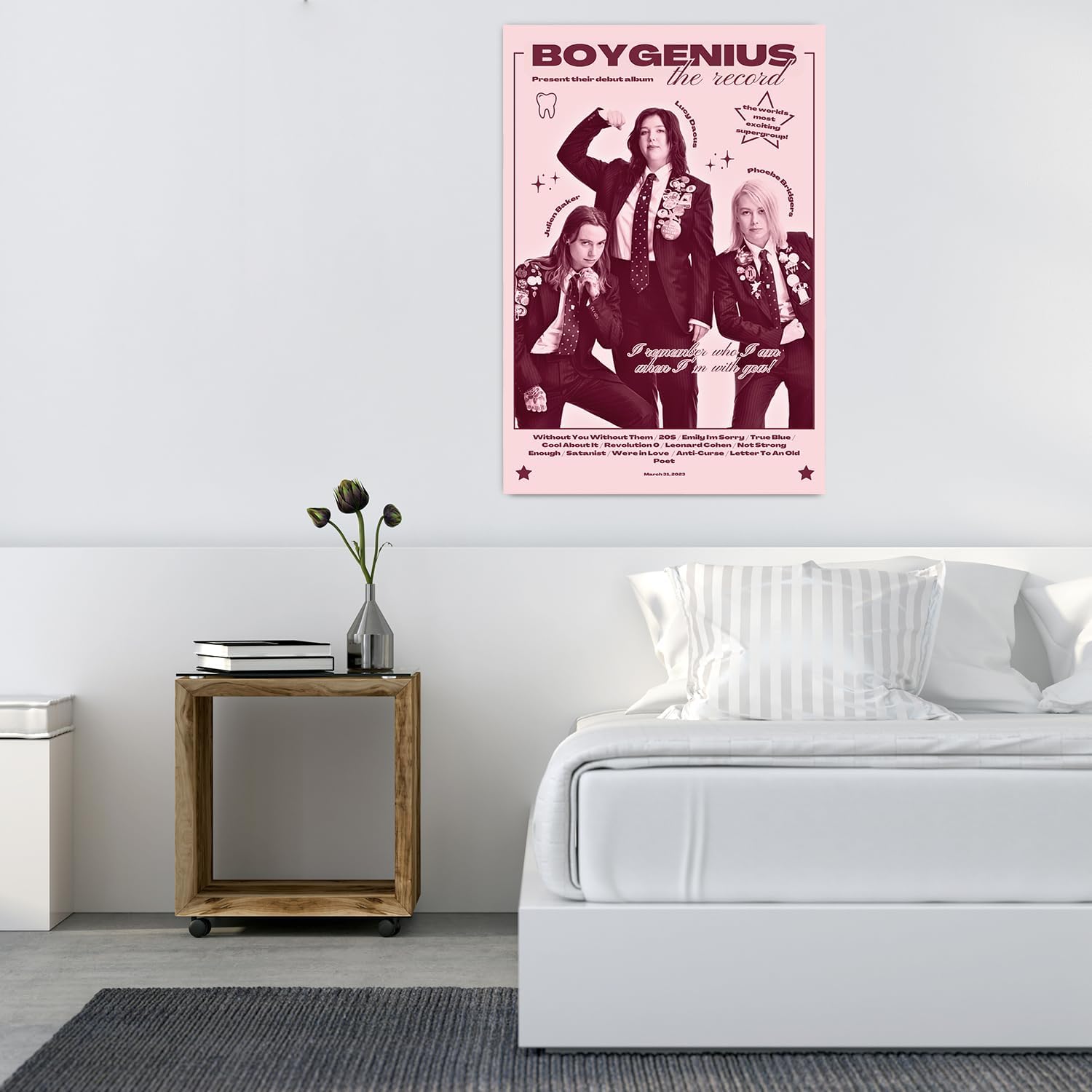 Boygenius – Póster de banda de rock, pósteres musicales, pinturas decorativas, póster vintage, arte de pared para sala de estar, sin marco, 16 x 24