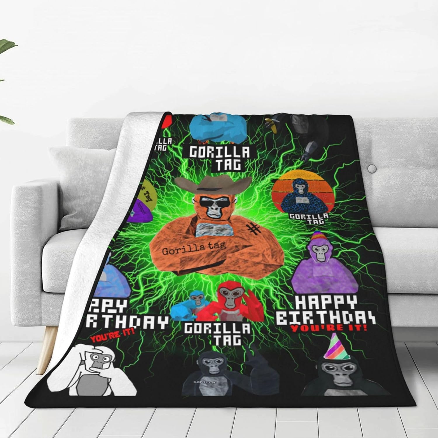 Gorilla Games – Manta cálida y suave de Gorilla Games para cama, sofá, decoración de fiesta, juego, regalo de 60 x 50 pulgadas