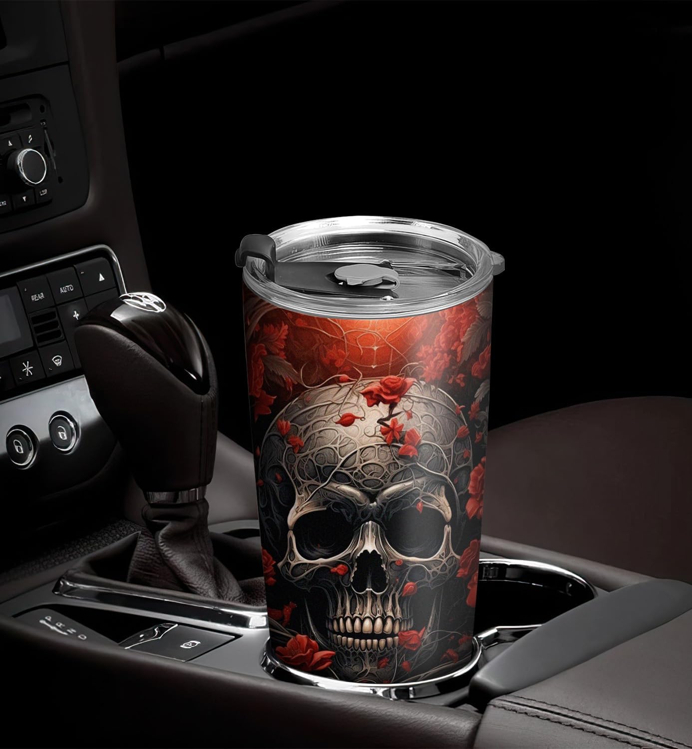 Vaso de Halloween de 20 onzas  Vaso de calavera  Vaso de calavera de calabaza de Halloween, taza de viaje aislada con tapa, termo de café para