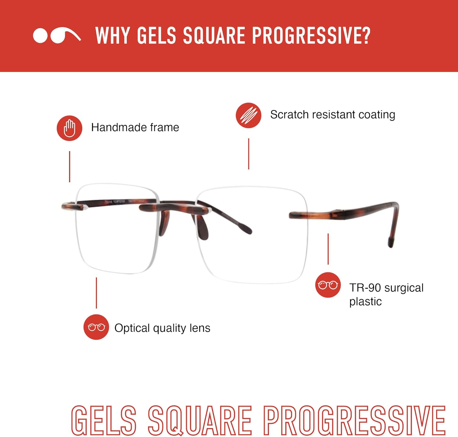 Scojo New York Gels – Lentes de lectura cuadrados progresivos trifocales con luz azul, hechos a mano, resistentes a los arañazos, para mujeres y