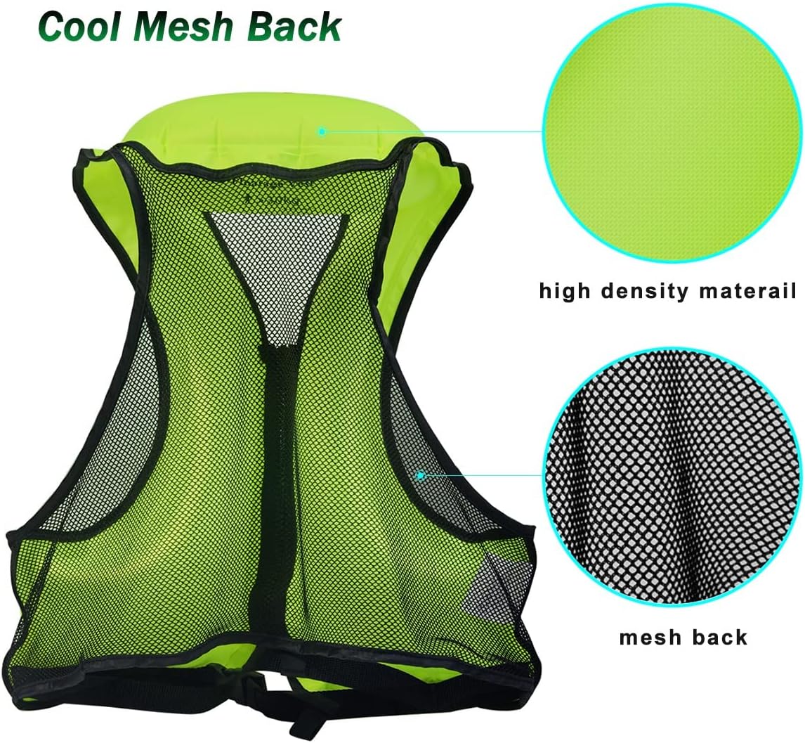 NAXER Chaquetas inflables de flotabilidad, chalecos de esnórquel para adultos, kayak, kayak, esnórquel, traje de esnórquel de 90 a 200 libras, fácil