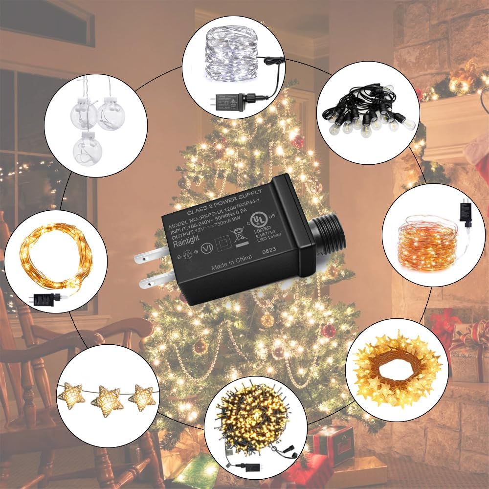 Fuente de alimentación LED de transformador LED clase 2 de 12 V, 9 W, IP44, impermeable, transformador de bajo voltaje, enchufe de EE. UU. para luz