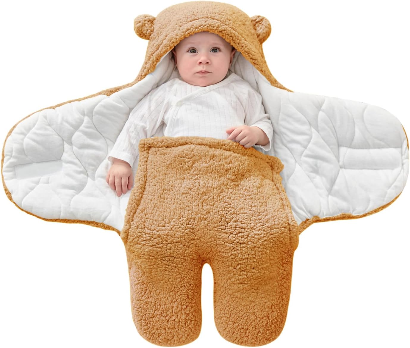 FUNUPUP Manta de bebé para niños recién nacidos de 3 a 6 meses, 2.5 TOG suave y cálida para bebé, manta de recepción de oso lindo para recién nacido