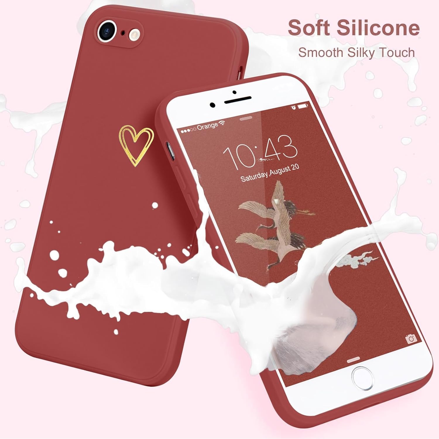 Funda para iPhone SE 20222020, iPhone 8 iPhone 7 para mujeres y niñas, suave y sedosa, funda protectora de silicona a prueba de golpes con bonito