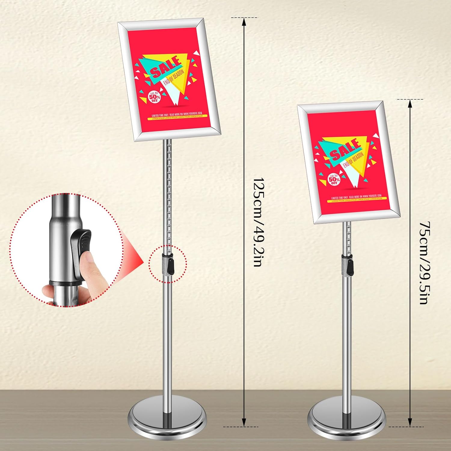 6 soportes para pósteres de 8.5 x 11 pulgadas, ajustable, resistente, con pedestal ajustable, para exhibición, póster, negocios, espectáculos,