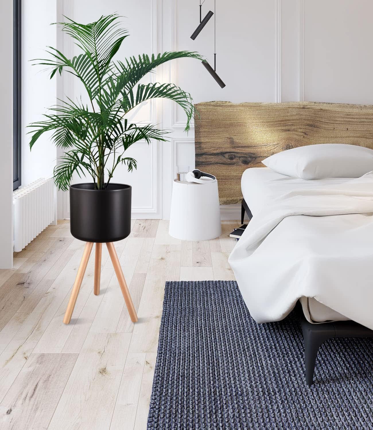 Maceta de metal Mid-Century con soportes, elegante y moderna maceta de pie para el suelo, adecuada para orquídeas, decoración de aloe para