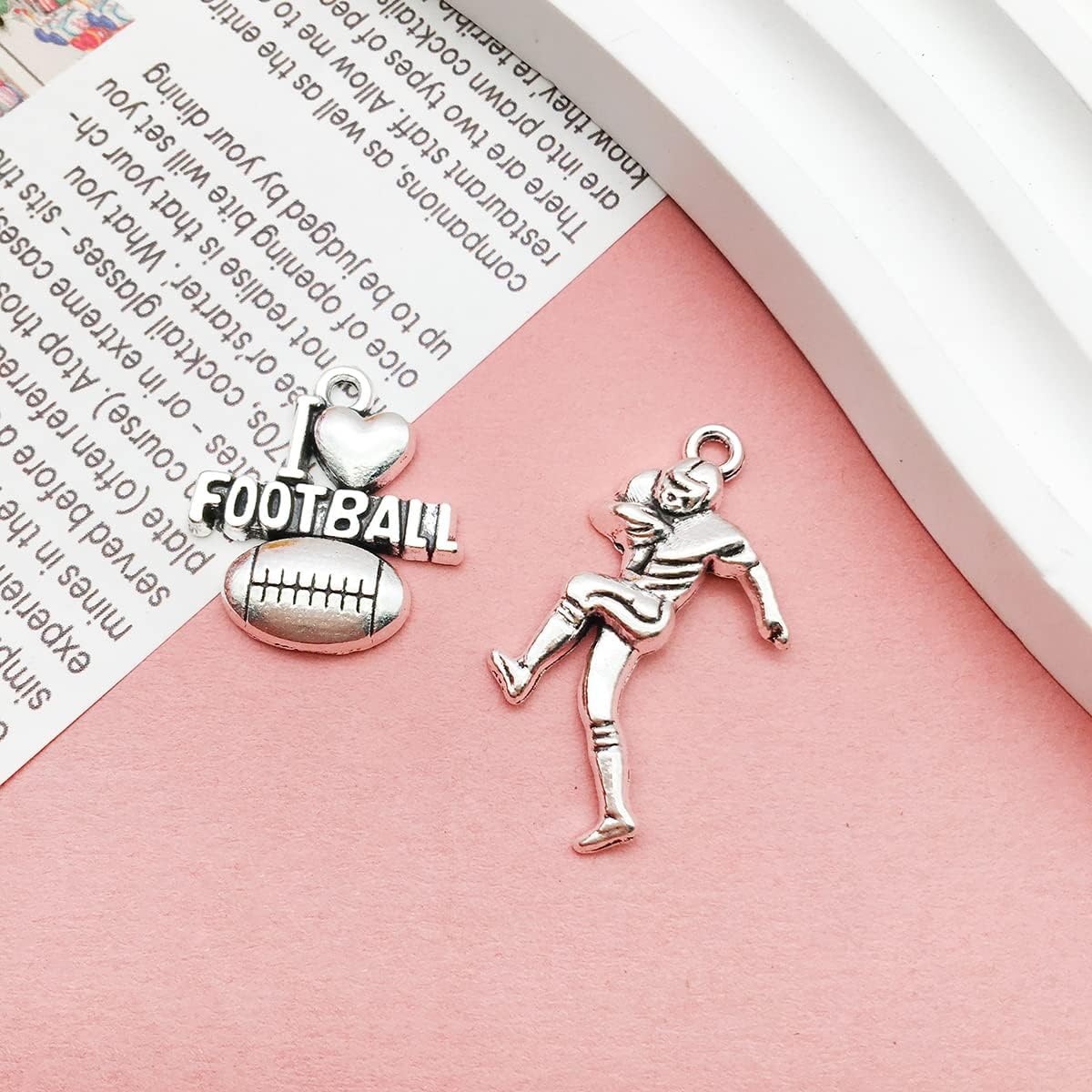 100pcs Antique Silver Sport Charms for Jewelry Making Alloy Football Baseball Softball Soccer Charms for DIY Crafts (SN272)