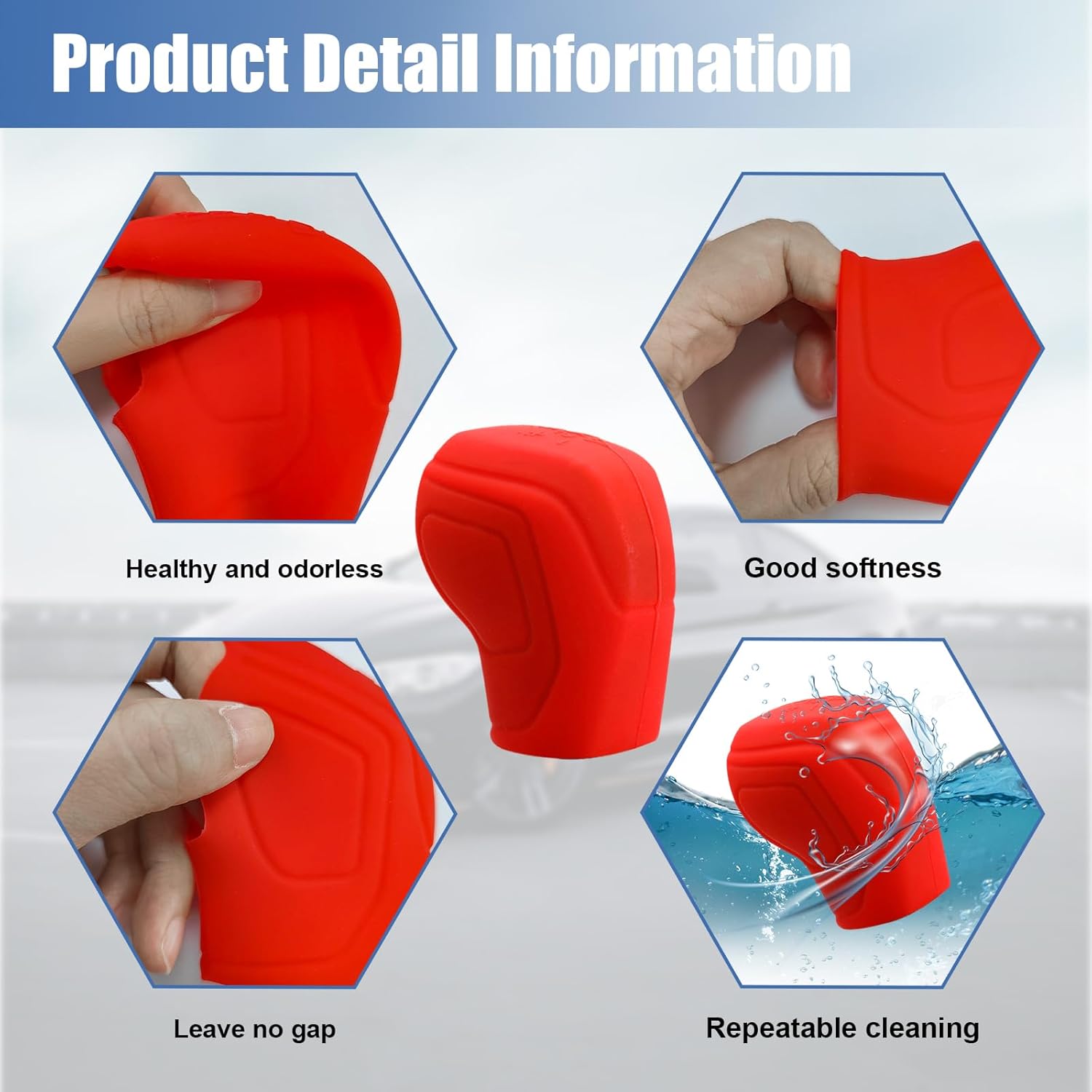 Ziciner 2 fundas para pomos de palanca de cambios de automóvil, accesorios de silicona elástica para proteger el cambio automático, protector