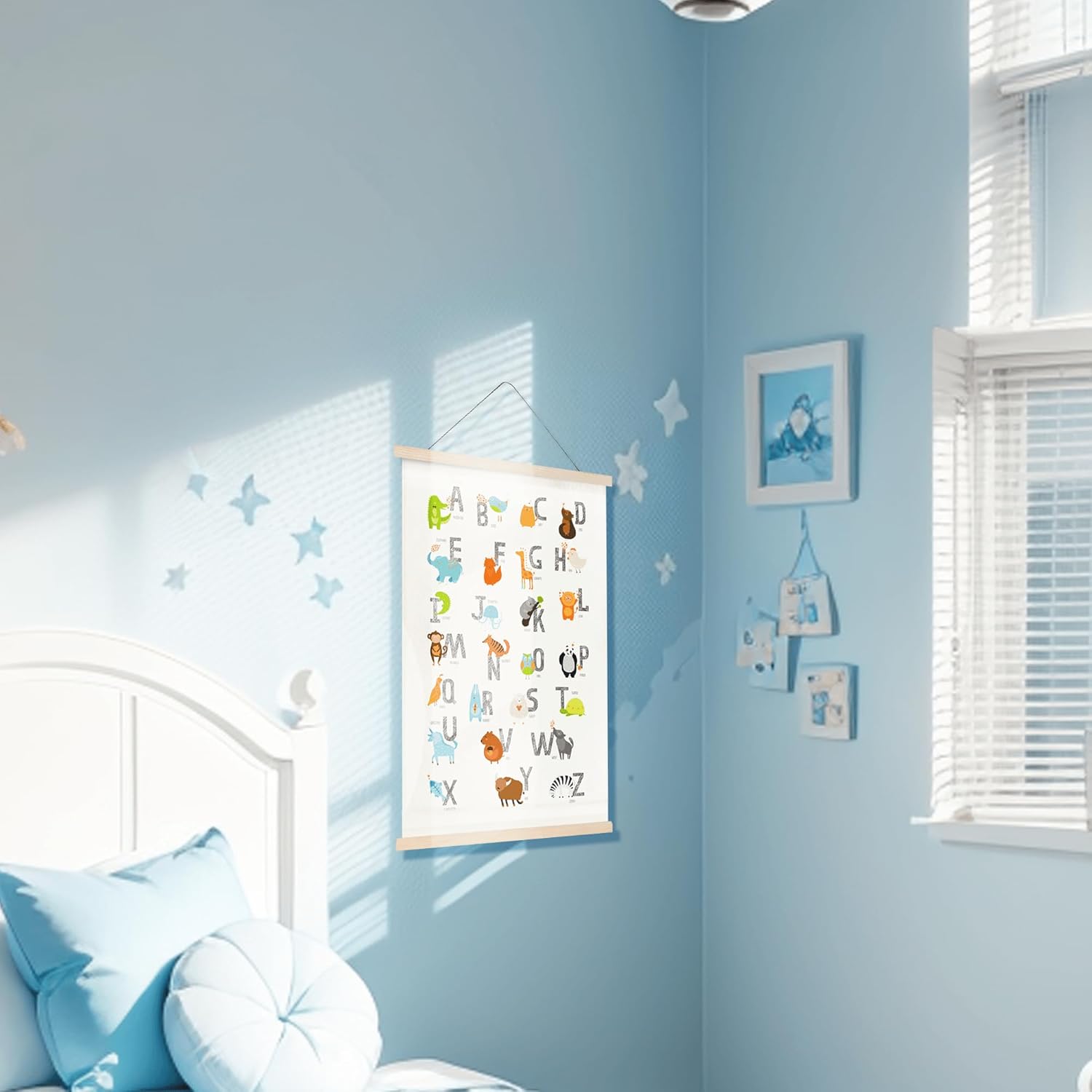 Fcimu ABC – Póster del alfabeto para niños pequeños, decoración de pared gris neutro para guardería, dormitorio, sala de juegos, decoración de pared