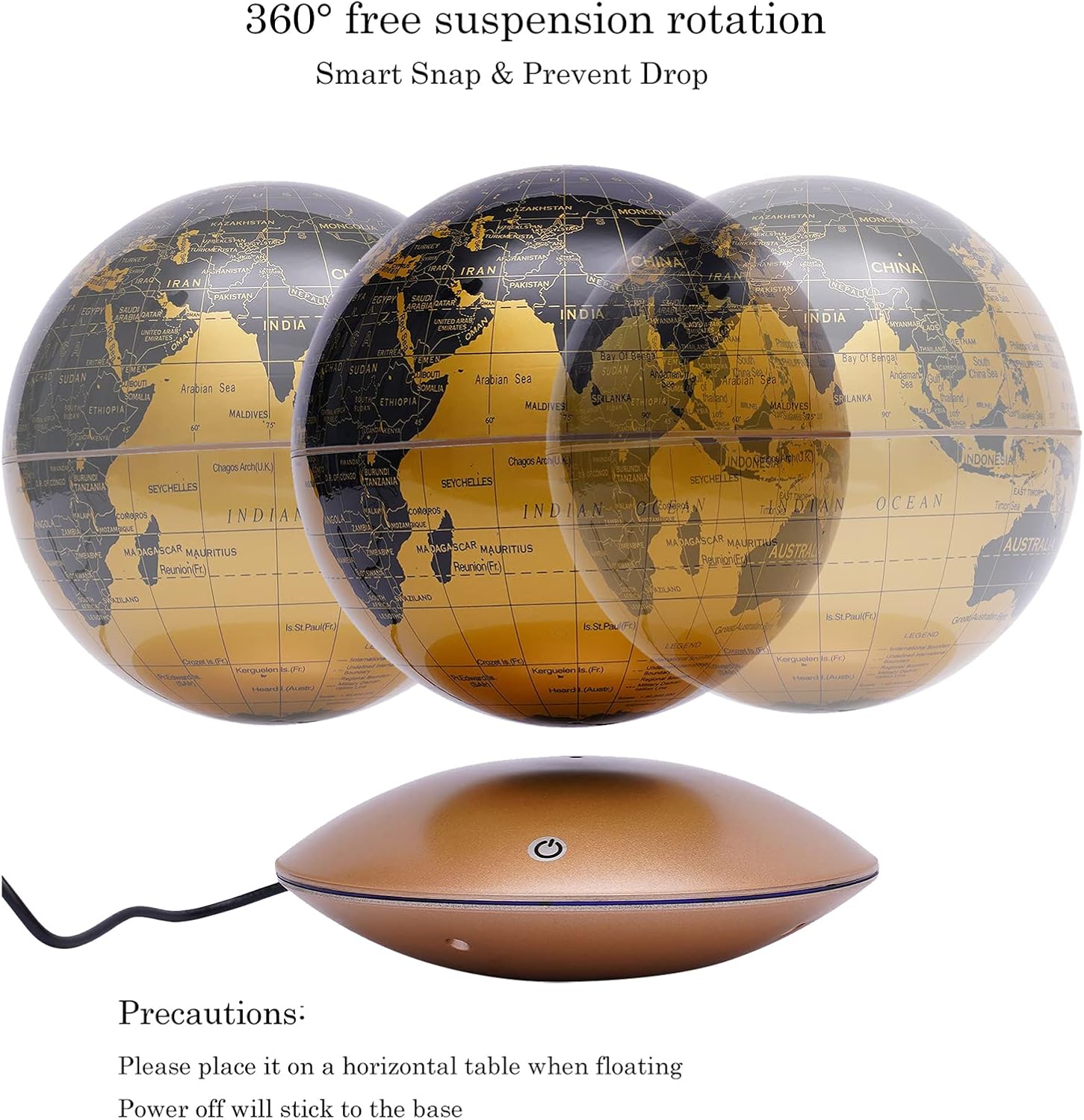 Globo flotante de levitación magnética de 6 pulgadas, mapa del mundo giratorio antigravedad con luz LED, globos geográficos para luz nocturna,