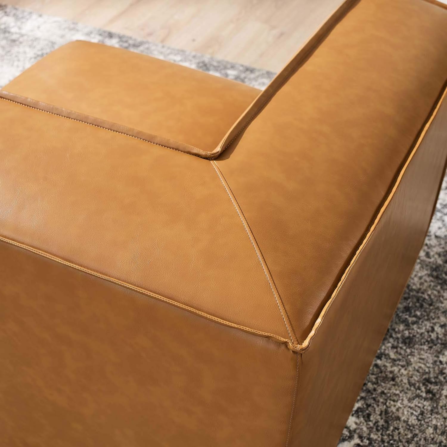 Modway Restore – Sofá modular de cuero vegano, 40.5 x 40.5 x 28, marrón