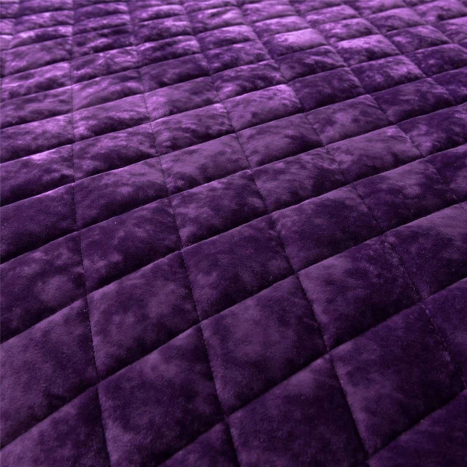 Juego de edredón de terciopelo envejecido, 3 piezas de tamaño Queen morado, cara de terciopelo envejecido y reverso de microfibra cepillada con