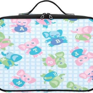 Elefante de dibujos animados a cuadros azul capacidad bolsa de cosméticos bolsa de aseo kit de viaje maquillaje bolsas de maquillaje mujeres bolsa Elefante de dibujos animados a cuadros azul capacidad bolsa de cosméticos bolsa de aseo kit de viaje maquillaje bolsas de maquillaje mujeres bolsa