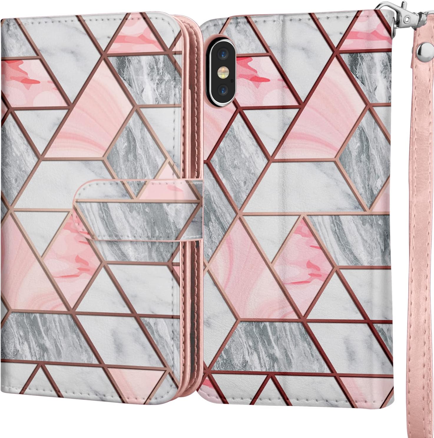 NJJEX Funda tipo cartera para iPhone XR, para iPhone XR, piel sintética 9 ranuras para tarjetas Soporte de crédito de identificación desmontable