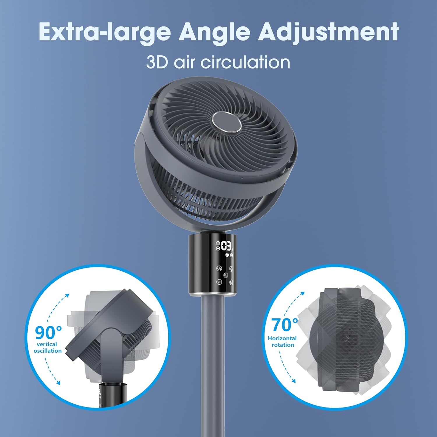 Ventiladores de suelo oscilantes silenciosos con control remoto + LED táctil, ventilador de pie para dormitorio del hogar, ventiladores de pedestal