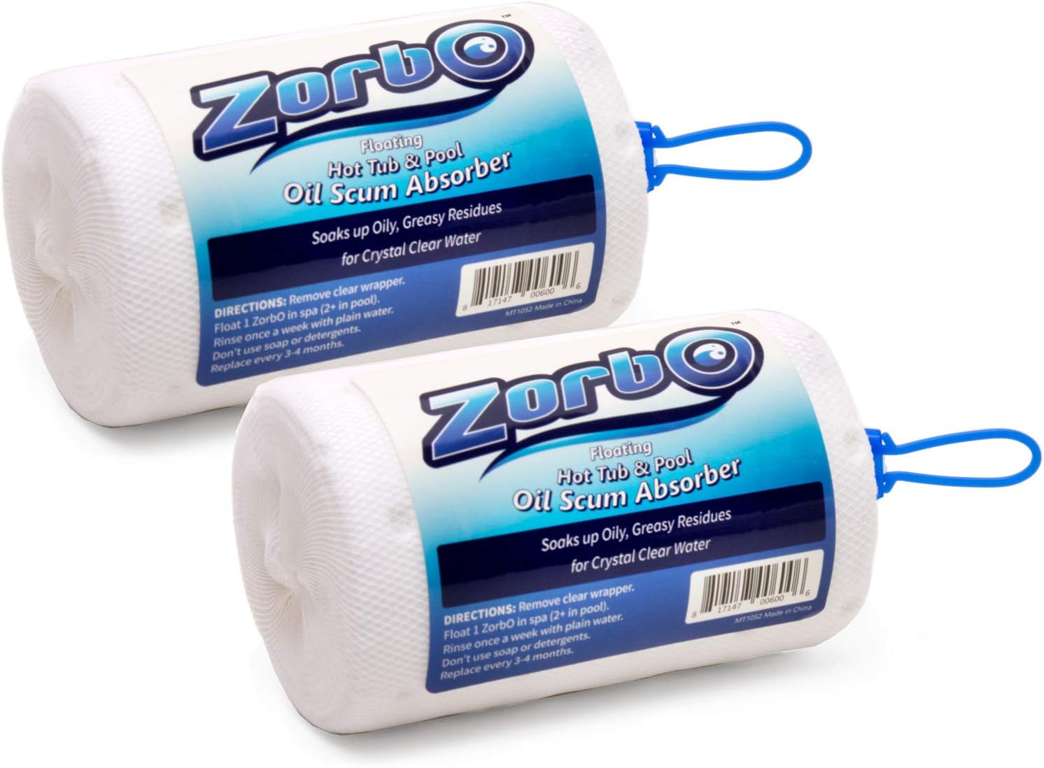 ZorbO Absorbedor de espuma de aceite para bañera de hidromasaje y piscina para agua naturalmente más limpia, paquete de 2