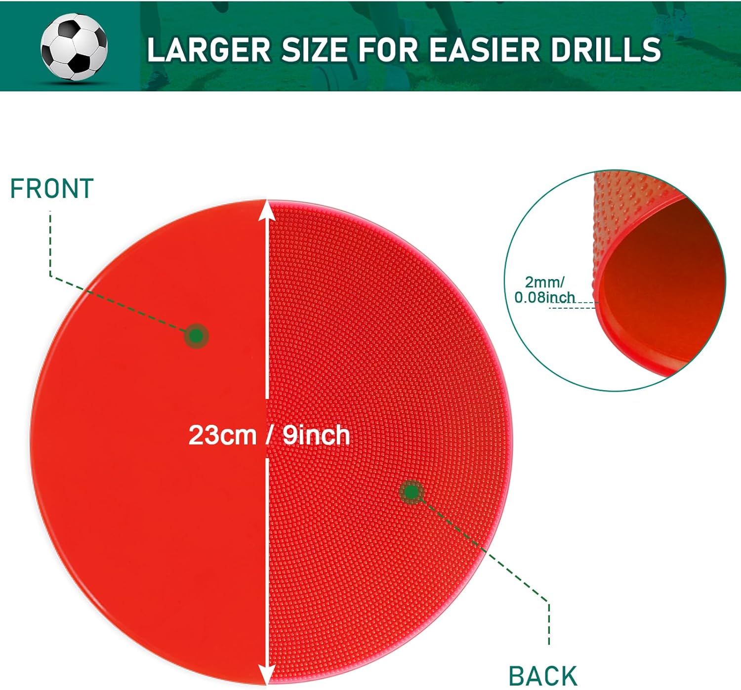 Spot Markers 9inch 10inch 18pcs 27pcs Rubber Agility Dots Flat Cones Non Slip Sports Dots Floor Spots Agility Markers for Kids Soccer Basketball