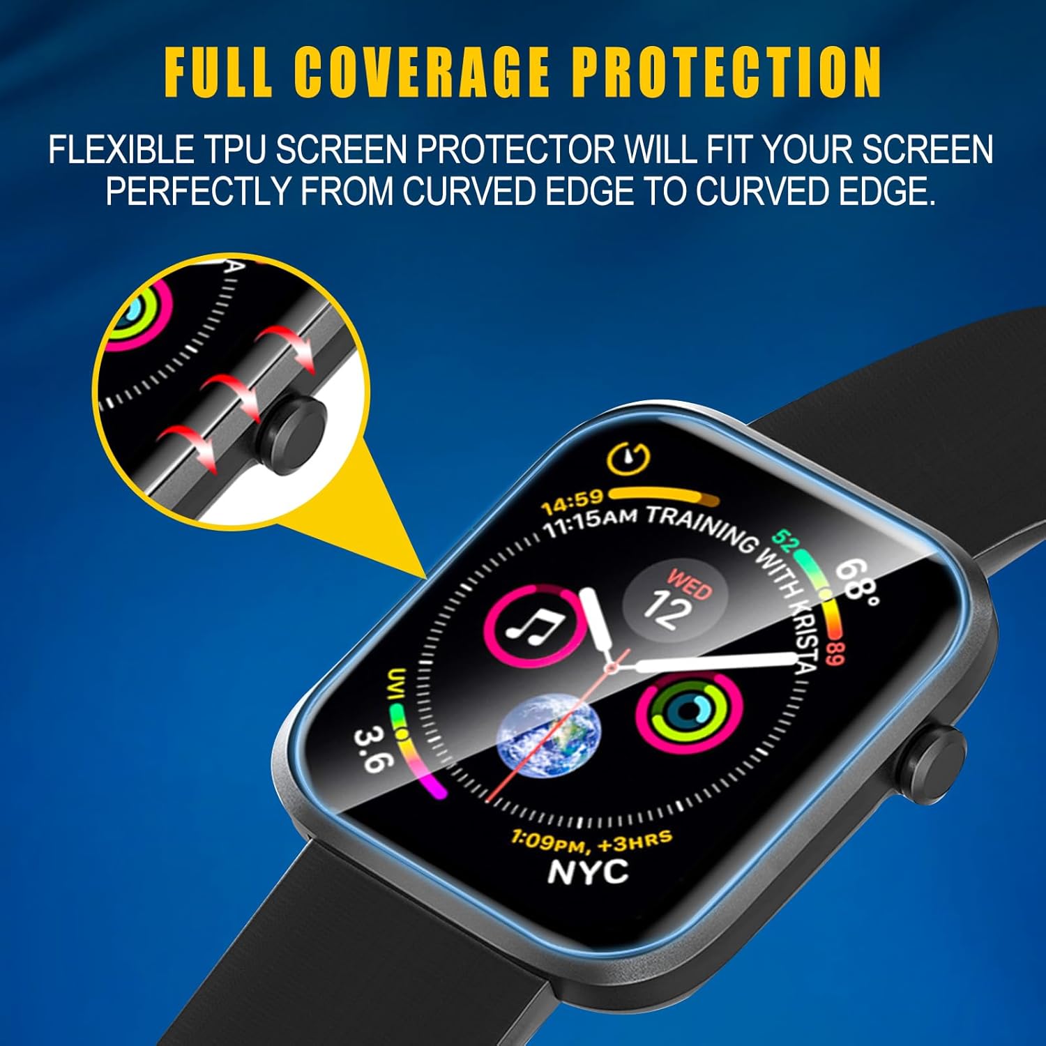 Paquete de 6 Protector de pantalla de TPU para Apple Watch de 1.732 pulgadas SE Series 654, película transparente de TPU suave HD para iWatch de
