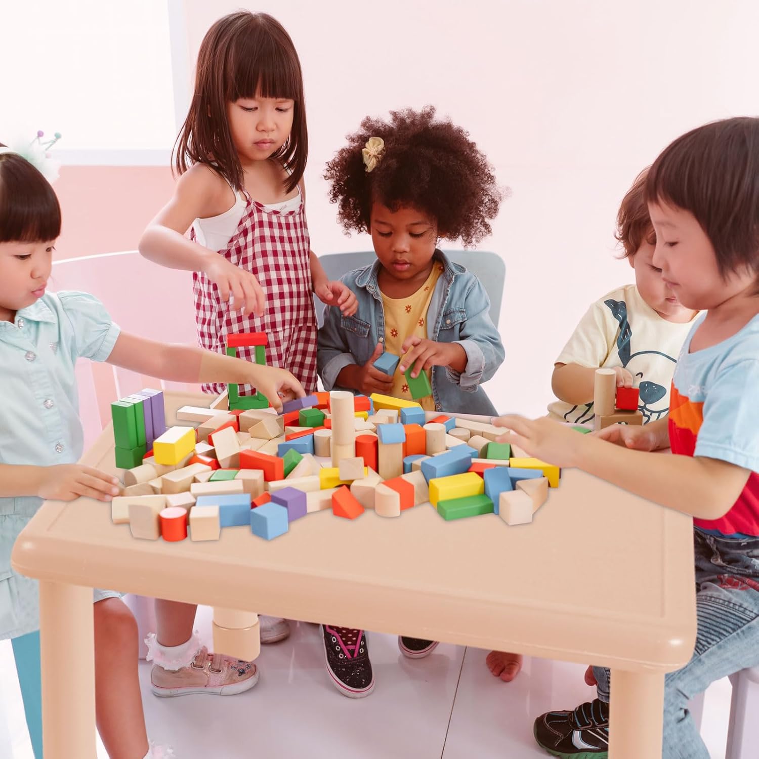 Mesa de plástico para aula de 24 pulgadas, mesa de actividades cuadrada de altura ajustable, muebles de aula, escritorio de actividades impermeable