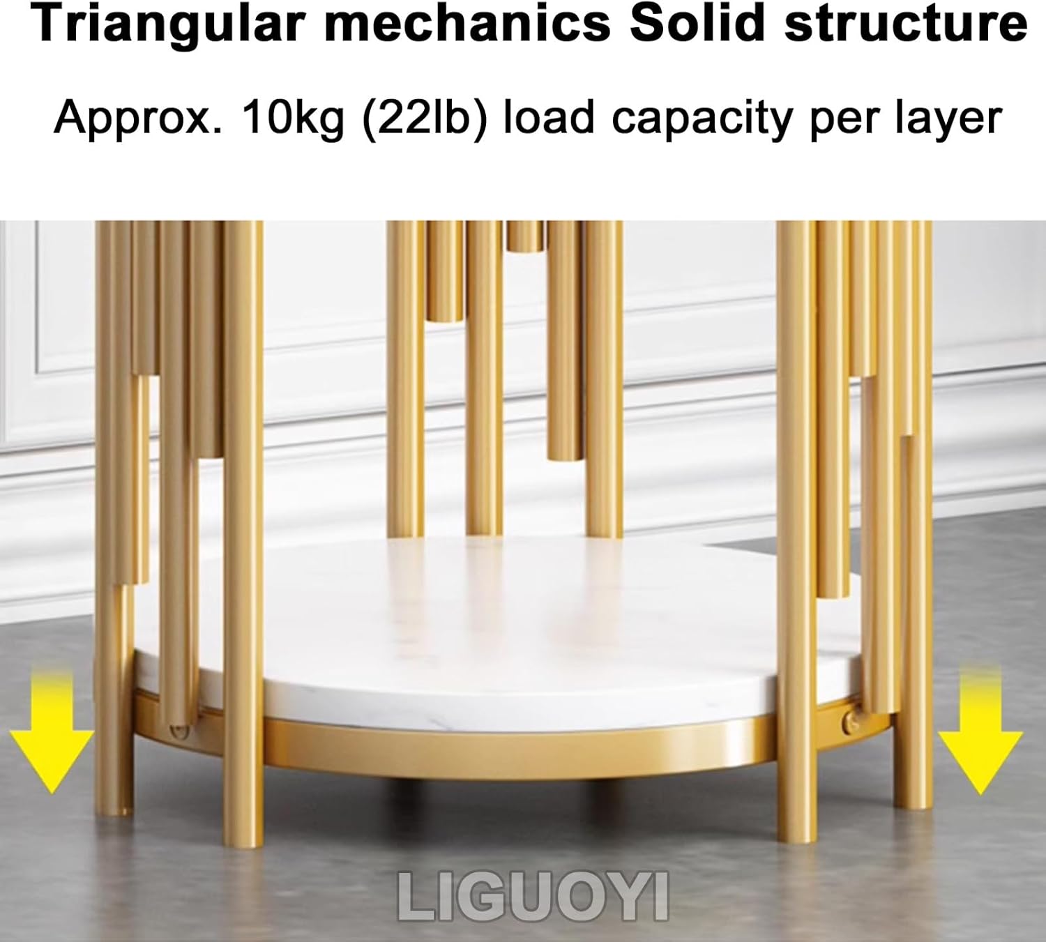 Soporte para macetas para plantas al aire libre, estante de metal de 2 niveles, superficie de mármol, soporte de esquina para plantas de flores,