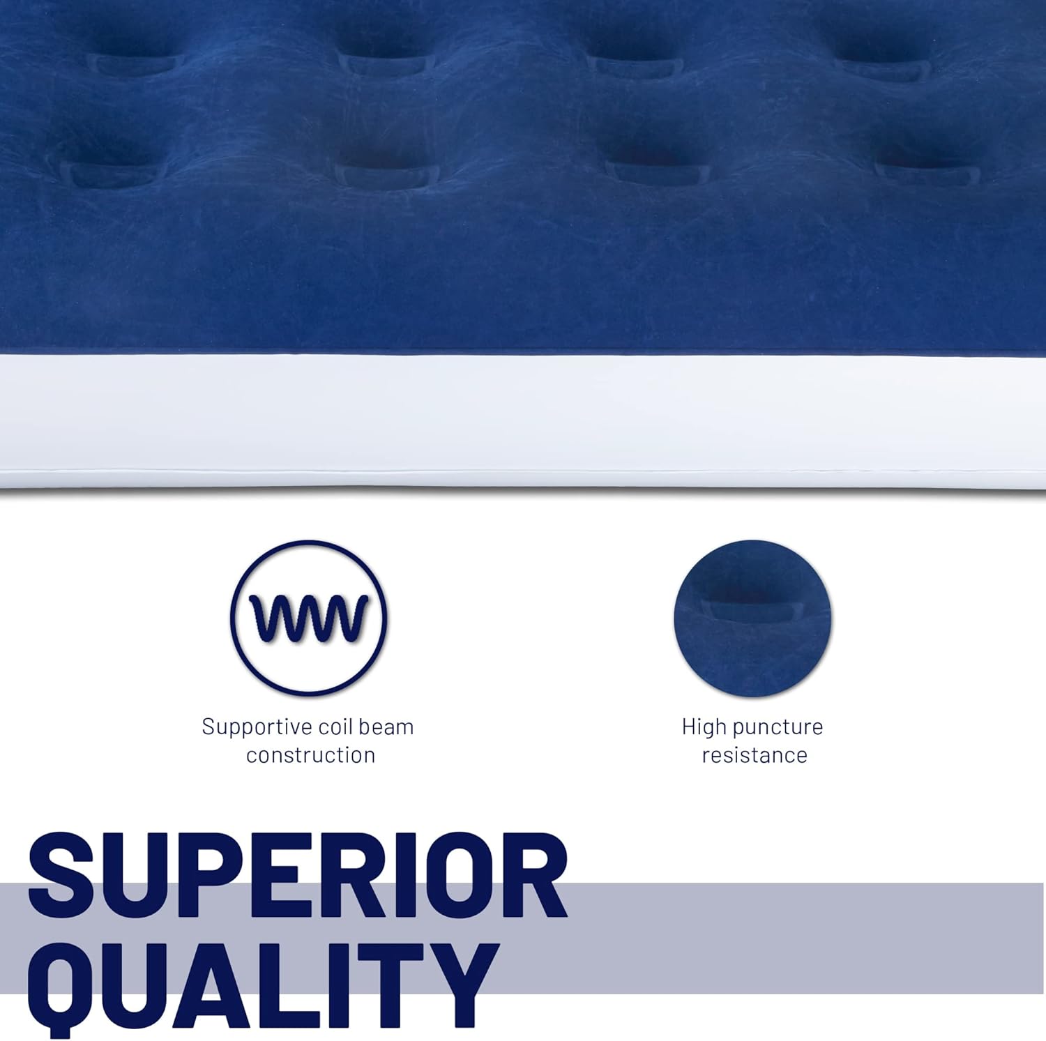 Colchón inflable de lujo duradero de 9 pulgadas con tecnología Comfort Coil y bomba de alta capacidad, bueno para campamento, hogar y viajes