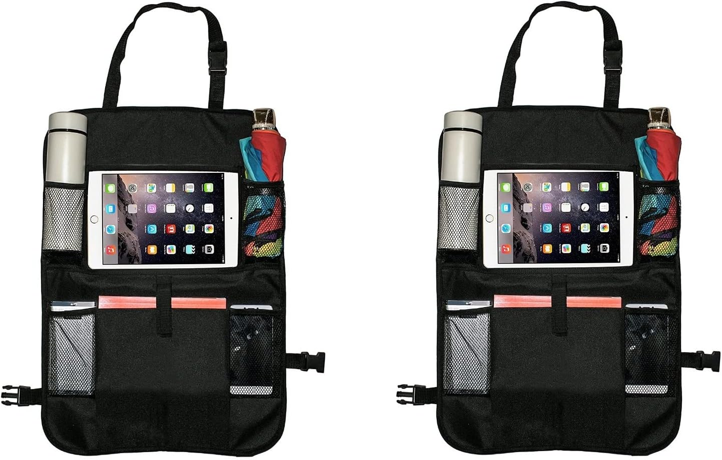 PowerTRC Organizador de asiento trasero de automóvil  Protectores de respaldo de asiento de automóvil con bolsillos de almacenamiento y soporte