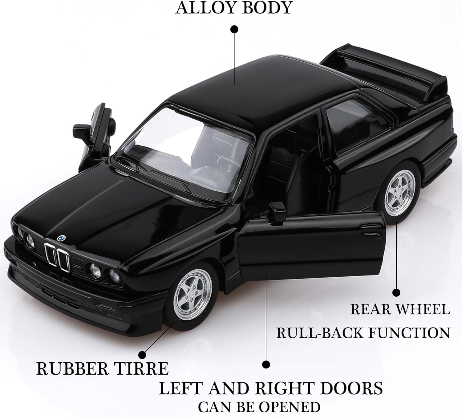 TOKAXI Escala 136 1987 BMW M3 Modelo de coches fundidos a presión, vehículos de tracción BMW, autos de juguete para niños y niñas