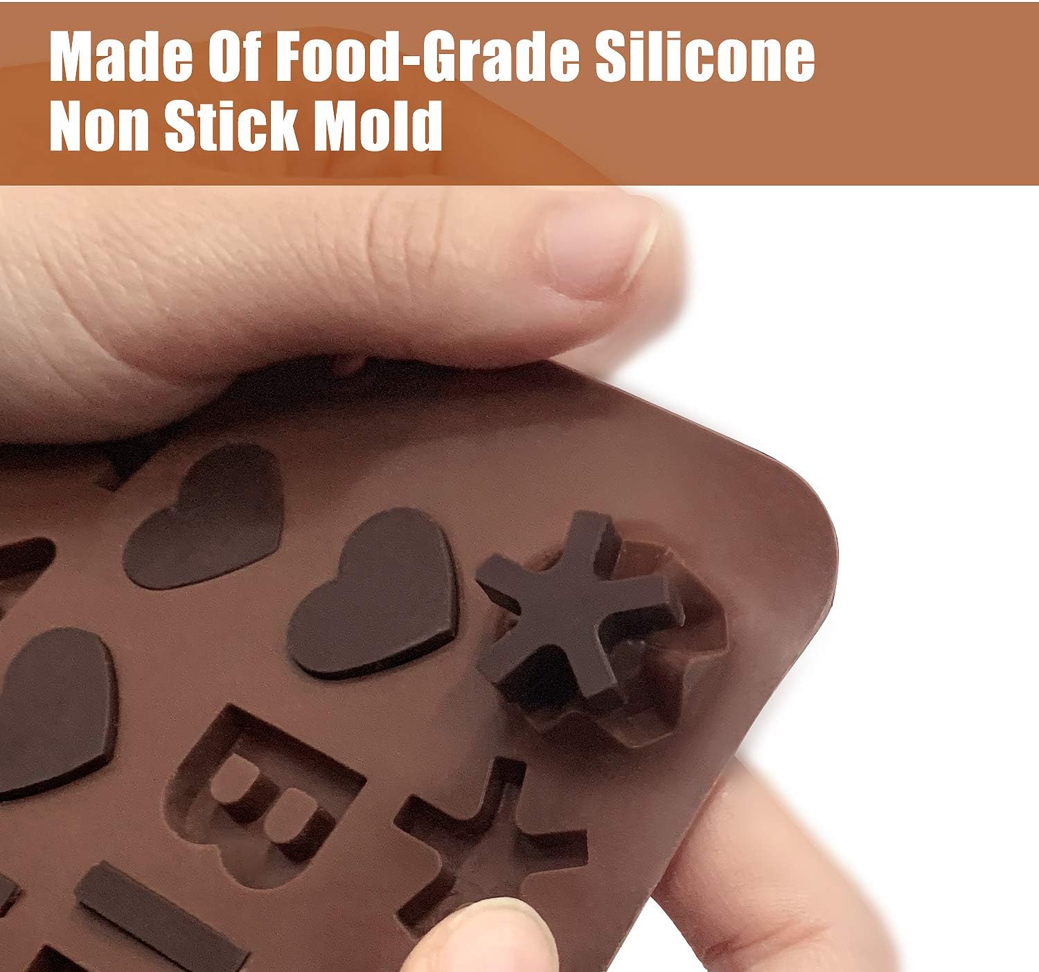 Walfos Molde de silicona para letras y números de chocolate, molde antiadherente para chocolate, hecho de silicona de grado alimenticio, sin BPA,