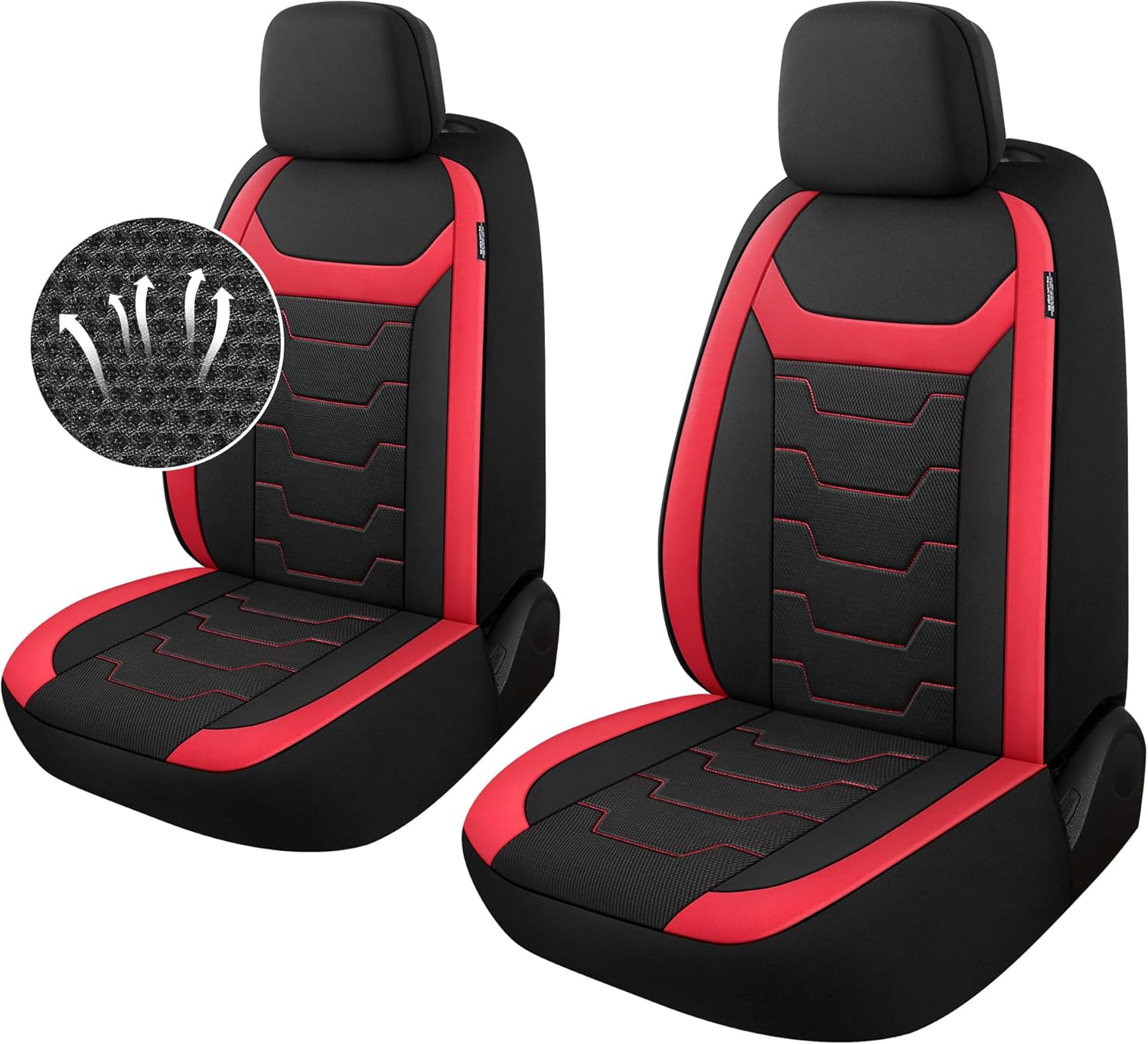 CAROMOP Funda transpirable para asiento de automóvil, 2 asientos delanteros, fundas de asiento de tela de malla de aire 3D para automóviles, ajuste