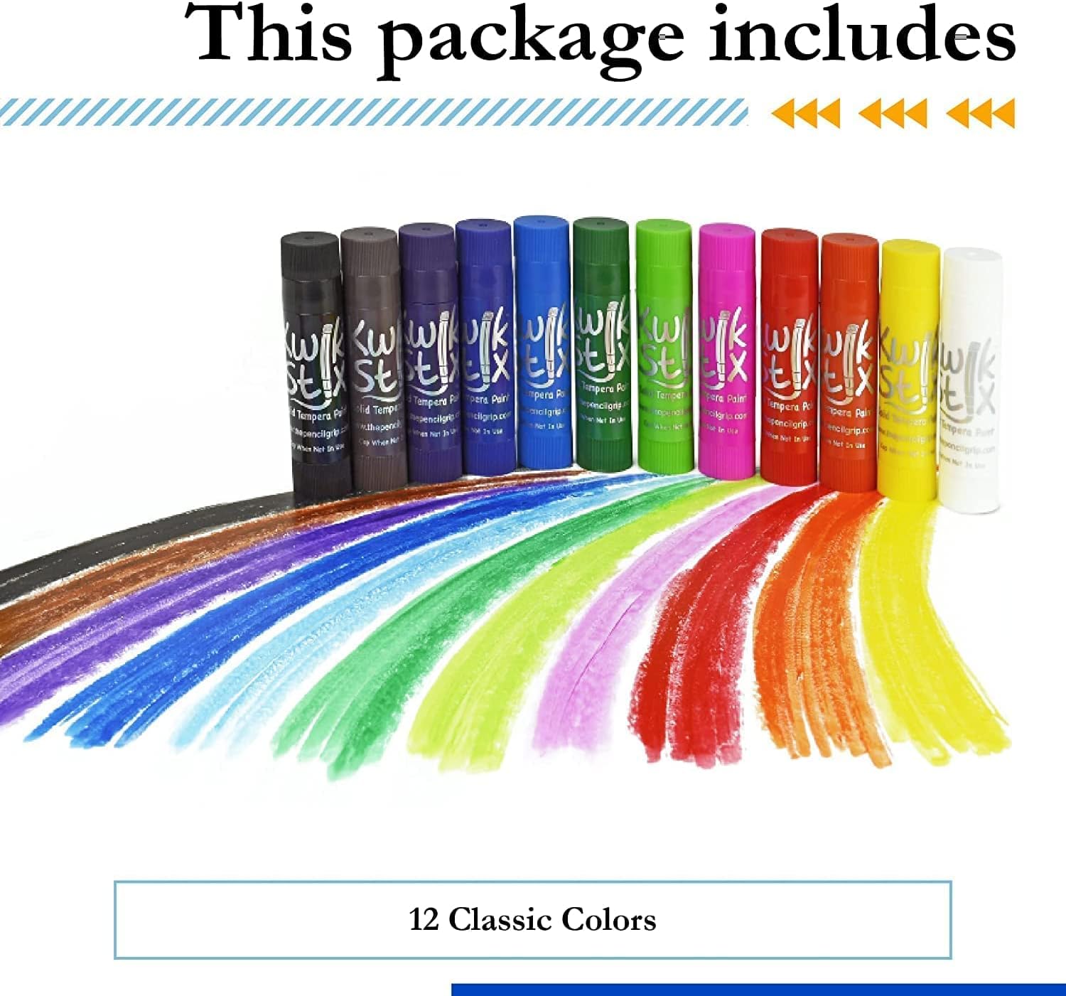 The Pencil Grip Kwik Stix TPG-602 – Bolígrafos de pintura sólida, de secado rápido, 12 colores (paquete de 6)
