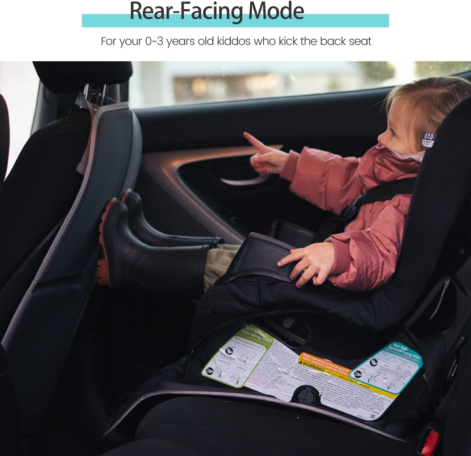 HEYTRIP Protector de asiento de automóvil, paquete de 2, alfombrilla de asiento de automóvil orientada hacia atráshacia adelante para niños de 0 a