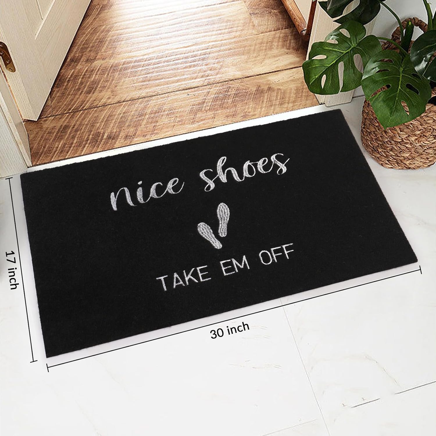 MTOUOCK Tapetes de bienvenida de 17 x 30 pulgadas, tapete divertido antideslizante para puerta delantera, divertido bordado para puerta delantera,