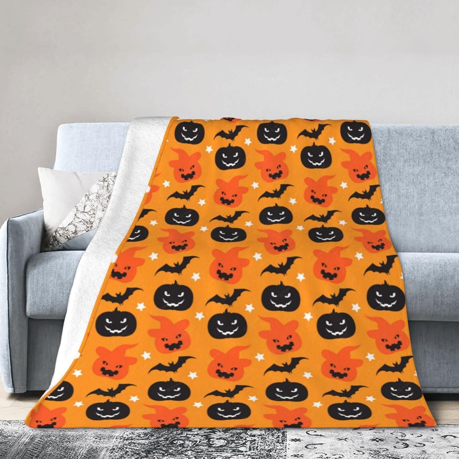 Manta de microforro polar ultrasuave para Halloween, ligera, mullida y cálida, manta de franela de Halloween para sofá, cama, sala de estar, 50 x 40