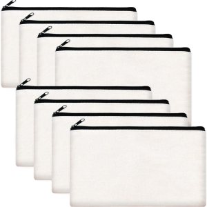 ZeeDix Bolsa de lona, bolsa de cosméticos multiusos con cremallera, bolsa de lona con cremallera para manualidades, bolsas de maquillaje en blanco, ZeeDix Bolsa de lona, bolsa de cosméticos multiusos con cremallera, bolsa de lona con cremallera para manualidades, bolsas de maquillaje en blanco,