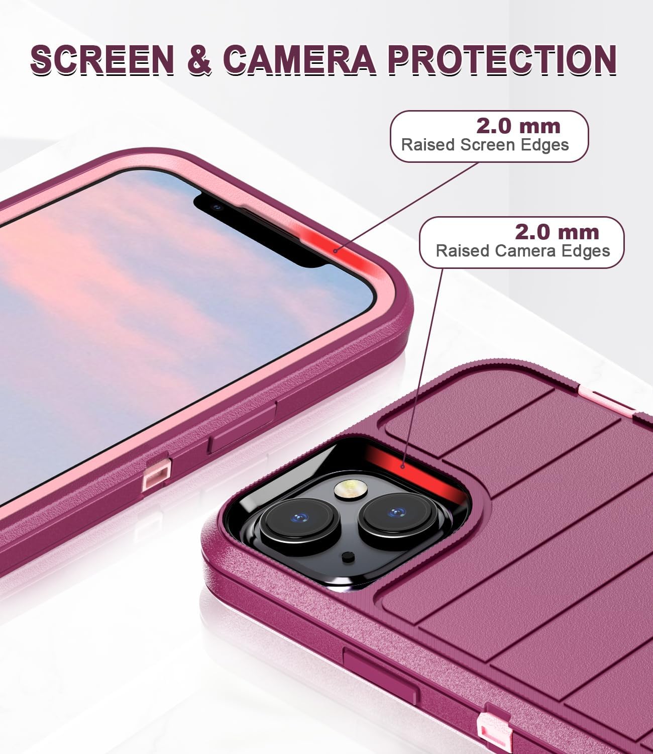 Funda para iPhone 15, resistente de 3 capas, a prueba de golpes, a prueba de caídas, polvo, duradera, de grado militar, funda de protección completa