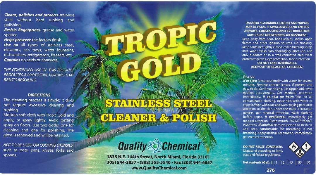Quality Chemical Tropic Gold – Limpiador y pulidor de acero inoxidable, limpiador mágico y pulido para acero inoxidable, limpiador perfecto de acero