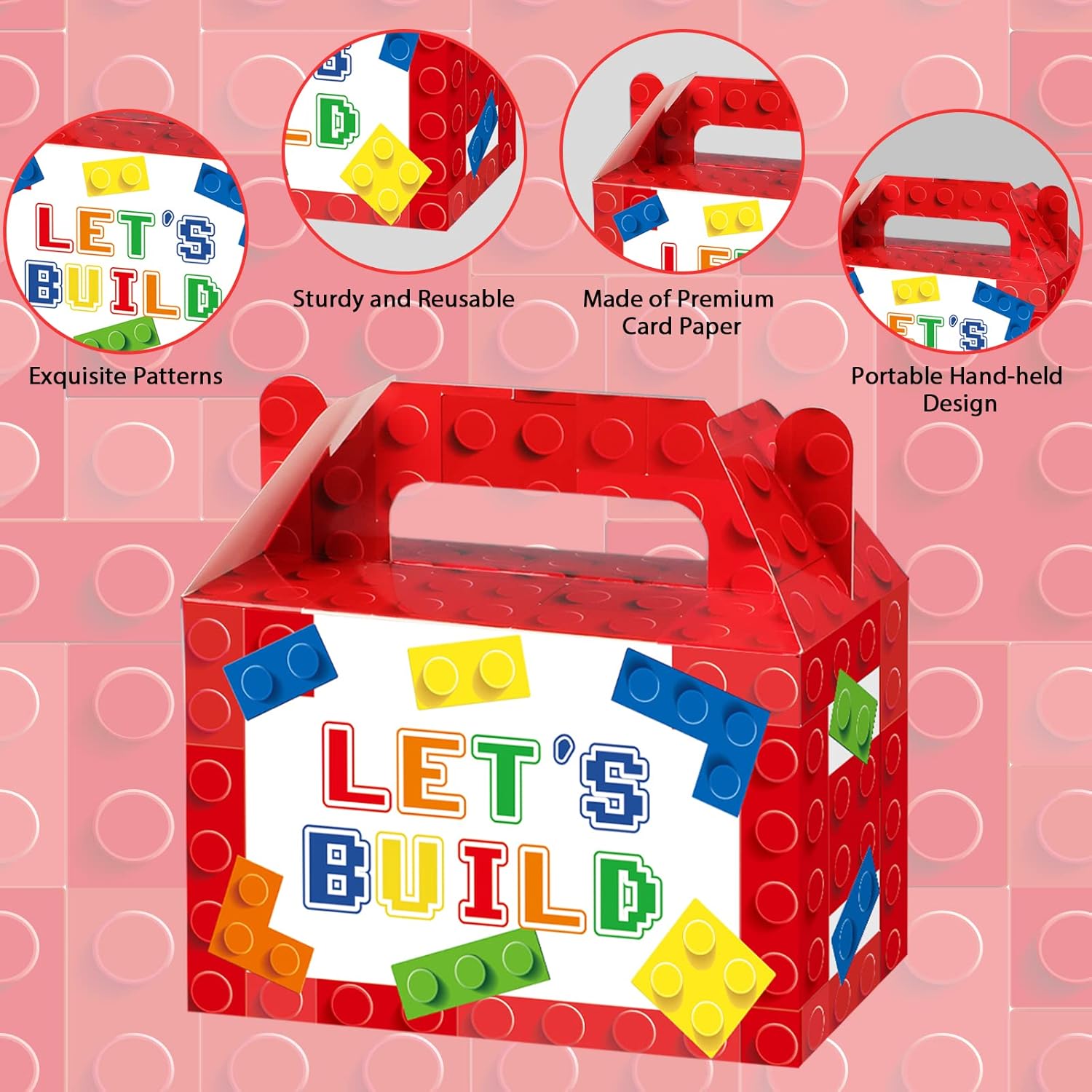 24 piezas de bloques de construcción cajas de regalo para fiesta, ladrillos de color, bolsas de dulces, bolsas de papel de ladrillo, caja de regalo