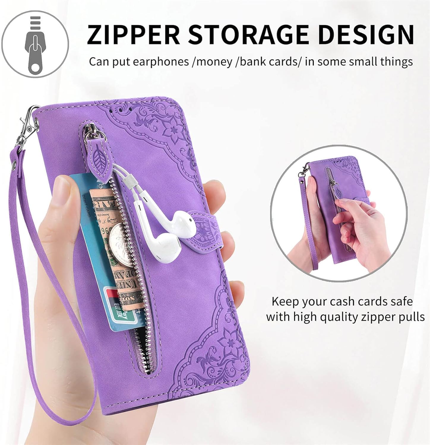 KRHGEIK Funda diseñada para iPhone 12 para mujer, funda protectora de piel sintética en relieve, correa magnética para la muñeca, soporte para
